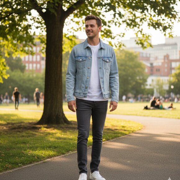 Forever21 Jean Denim Jacket Men Medium - Picture 6 of 7